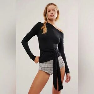 Free People Keep It Brief Menswear Micro Shorts Hot Pants Black White Tweed 6